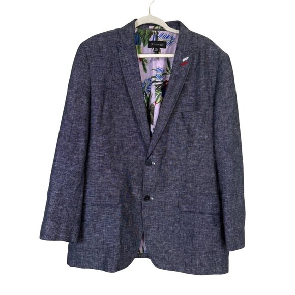 INC International Concept Blazer Linen Sport Coat Blue Tropical-Lining Mens XL - Picture 1 of 7